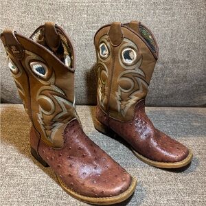 Twister Brown Ostrich Print Kids Luca Western Boots Size 2